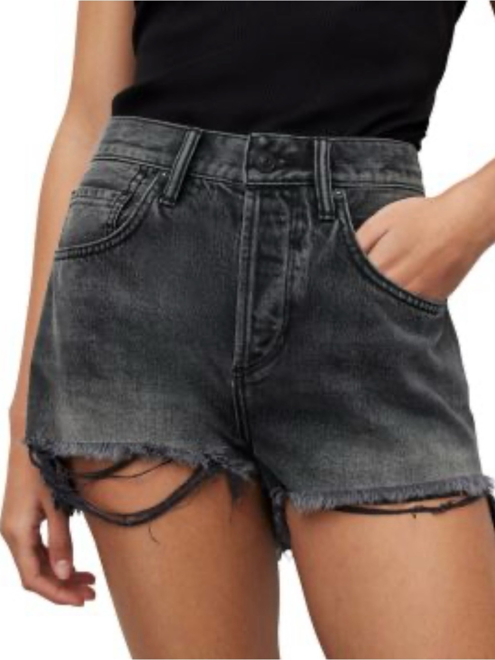 AllSaints Washed Black High-Rise Heidi Denim Shorts